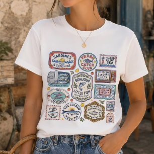 T-shirt Graphique vintage de sardines au cœur de la pêche