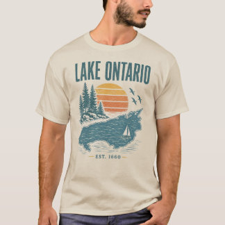 T-shirt graphique vintage du lac Ontario, protesta
