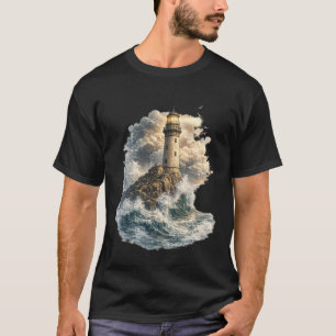 T-Shirt graphique vintage phare océanique