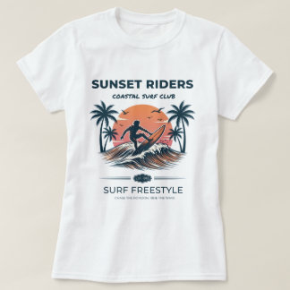 T-Shirt Graphique Vintage Sunset Riders Surf Côté