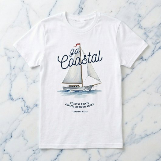 T-shirt graphique voilier blanc côtier