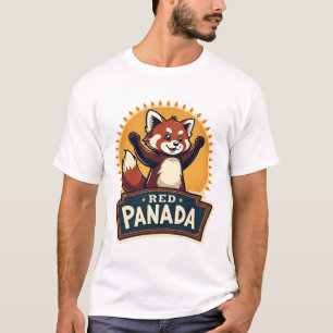 T-shirt Graphisme Animal Rétro Panda Rouge Dabbing Vintage