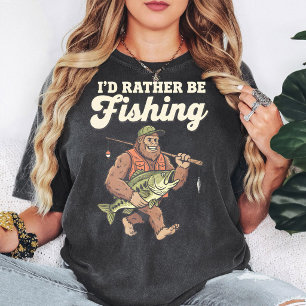 T-shirt Graphisme Bigfoot Pêche J'aimerais Mieux Pêcher