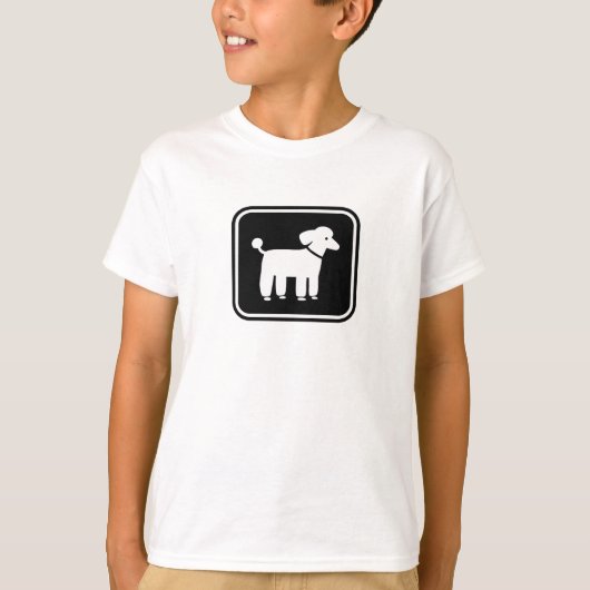 T-shirt Graphisme Caniche (Blanc sur Noir) (Devant)