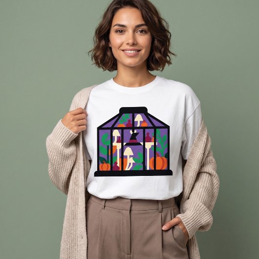 T-shirt Graphisme Citrouille et Champignon Épouvantable