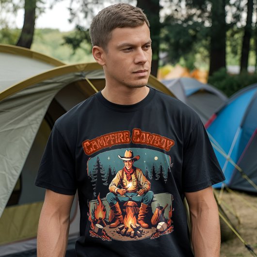 T-shirt Graphisme Cowboy Occidental de Camp de Feu Rétro