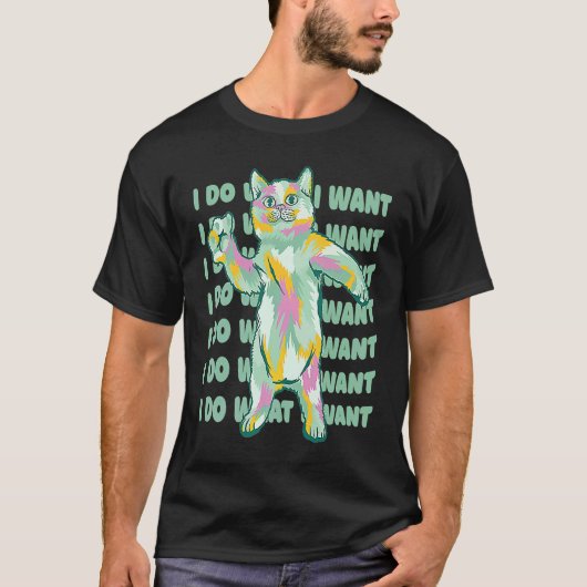 T-shirt Graphisme de chat dansant avec éclaboussures de pe (Devant)
