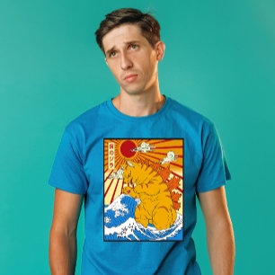 T-shirt Graphisme de chat d'art japonais drôle Catzilla Of