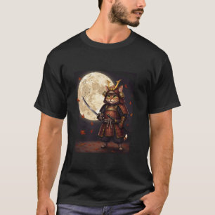 T-shirt Graphisme de chat samouraï, guerrier, art japonais