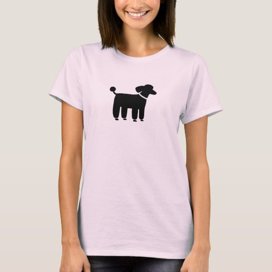 T-shirt Graphisme de chien caniche (noir) (Devant)