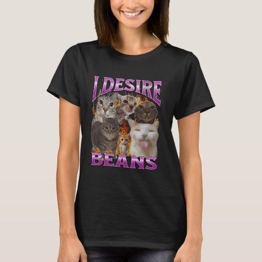 T-shirt Graphisme de contrefaçon de chat drôle de haricots (Devant)