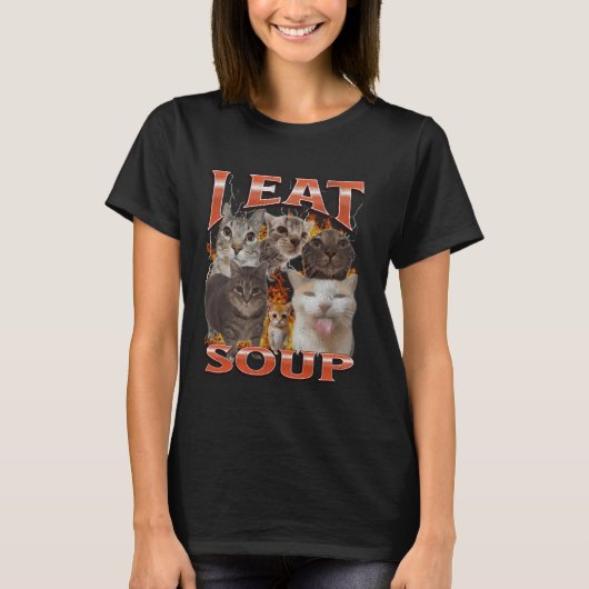 T-shirt Graphisme de contrefaçon de chat drôle de soupe (Devant)