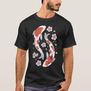 T-shirt Graphisme de fleur de cerisier japonais de poisson