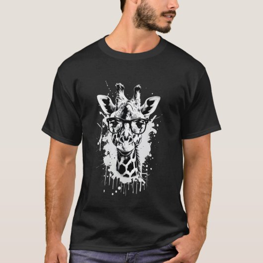 T-shirt Graphisme de girafe mignon pour l'été décontracté (Devant)