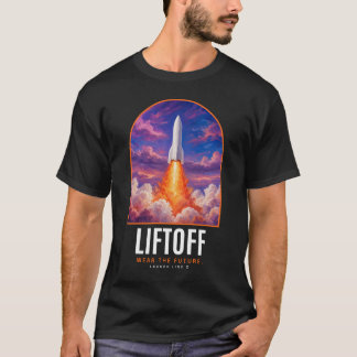 T-shirt Graphisme de lancement de fusée peinte au décollag