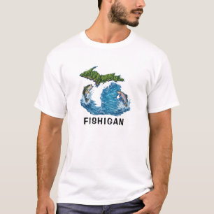 T-shirt Graphisme de l'État du Michigan avec Poisson
