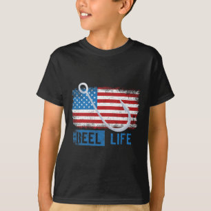 T-shirt Graphisme de pêcheur de drapeau américain grunge