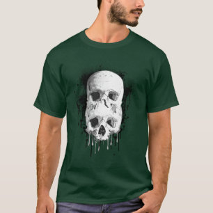 T-shirt Graphisme de tache d'encre noire Skull Drip