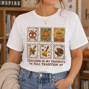 T-shirt Graphisme de timbre-poste vintage d'automne pour e