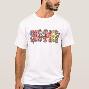 T-shirt Graphisme de typographie de doodle de fruits d'été