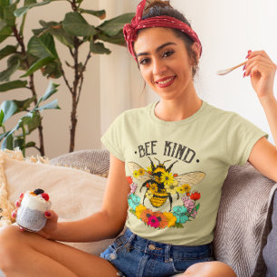 T-shirt Graphisme des fleurs sauvages de type abeille