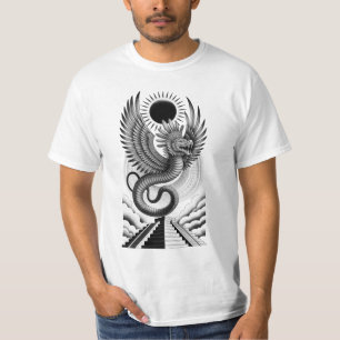 T-shirt Graphisme du Temple aztèque de Quetzalcoatl Plume 