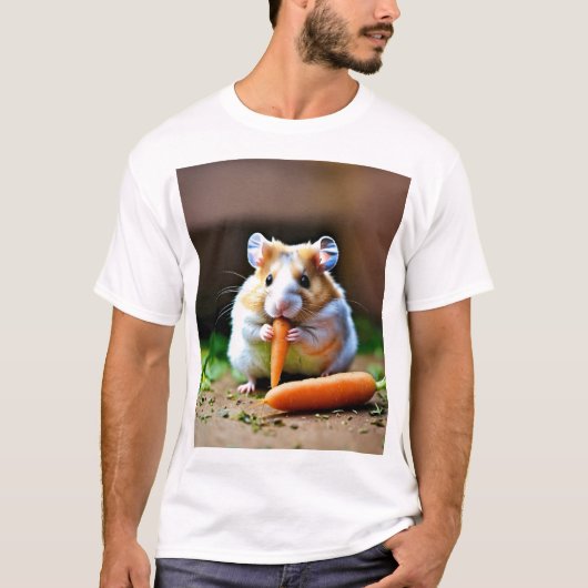 T-shirt Graphisme d'un adorable hamster mangeant une carot (Devant)