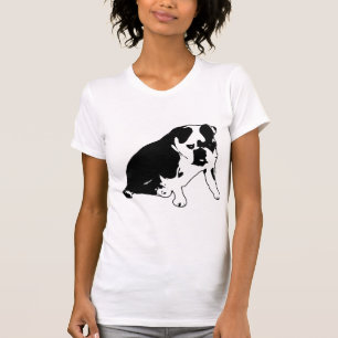 T-shirt Graphisme en silhouette de Bouledogue noir et blan