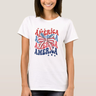 T-shirt Graphisme étoilé du drapeau américain avec nœud ré