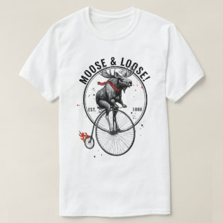 T-shirt Graphisme faunique de motard vintage "Élan & Décon