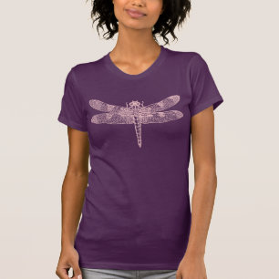 T-shirt Graphisme minimaliste de libellule rose de la natu