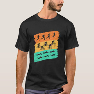 T-shirt Graphisme Rétro Vélo Course à pied Natation Triath
