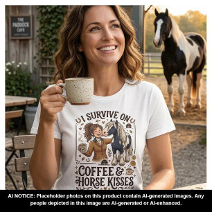 T-shirt Graphisme vintage de bisous de cheval au café