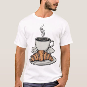 T-shirt Graphisme vintage Pop Art de café et croissant - R