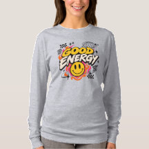 Graphisme visage souriant Bonne Énergie Retro Y2K