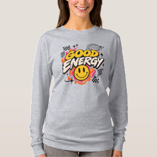 T-shirt Graphisme visage souriant Bonne Énergie Retro Y2K