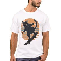 Graphiste Crépuscule Rétro 80s Chat Noir Skateboar