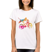 T-shirt Grappig chat op een verf fiets.