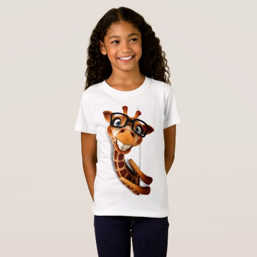 T-shirt - Grappig Giraffe dat bril draagt (Voorkant volledig)