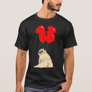 T-shirt Gras Pug 13e Anniversaire Enfants Fête Ballons