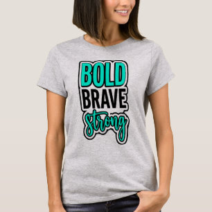 T-shirt Gras Turquoise Courageux Vibrant Fort Motivant S