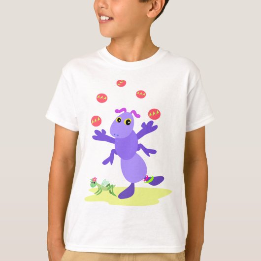 T-shirt Grasshopper violet Jongler amusant Créature (Devant)
