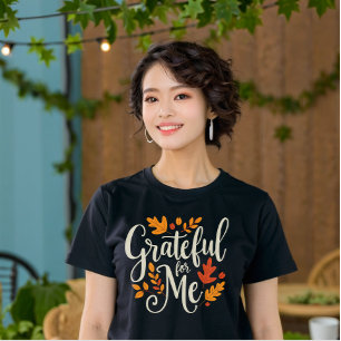 T-shirt Grateful for Me Fall Leaves Graphisme