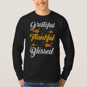 T-shirt Grateful Merci Blessed Fall Kids Thanksgiving M
