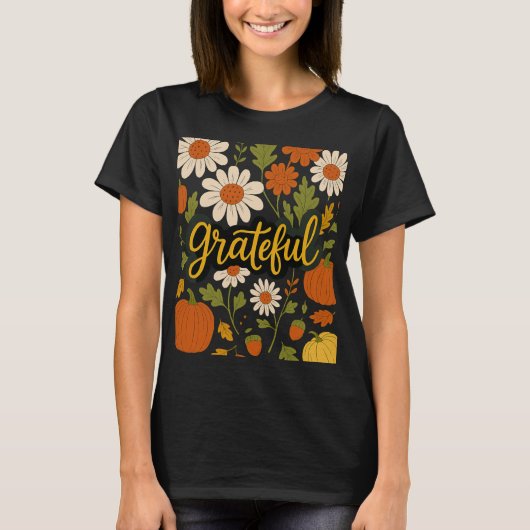 T-shirt Grateful Patch Floral Automne (Devant)