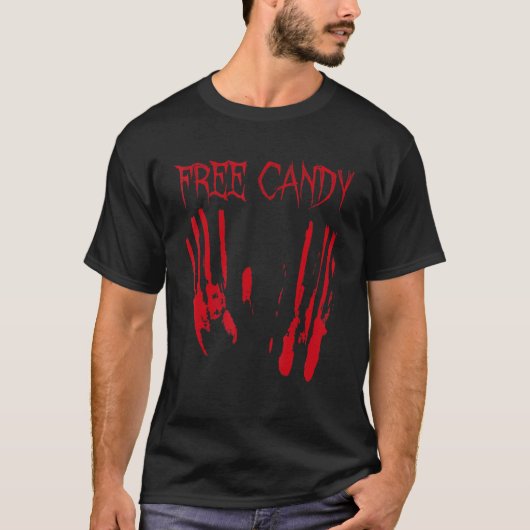 T-shirt Gratuit Bonbons Halloween sanglant Déplaisante Der (Devant)