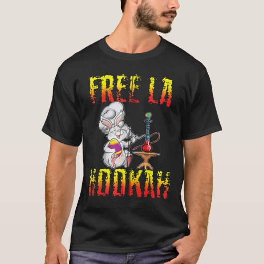 T-shirt Gratuit La Hookah Bunny de Pâques Shisha Fumer Par (Devant)