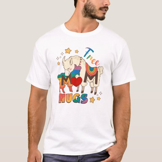T-shirt Gratuit Maman Hugs - Rainbow Sheep LGBTQ Pride Hug (Devant)