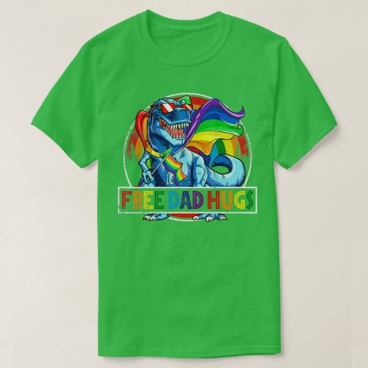 T-shirt Gratuit Papa Encarts Dinosaur Rex Daddy Fierté LGB (Design devant)
