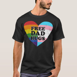 T-shirt Gratuit Papa Hugs Rainbow Heart Flag Gay LGB Pride